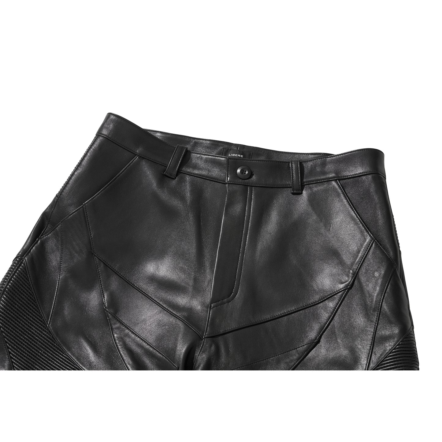 LEATHER BIKER HALF PANTS / BLACK