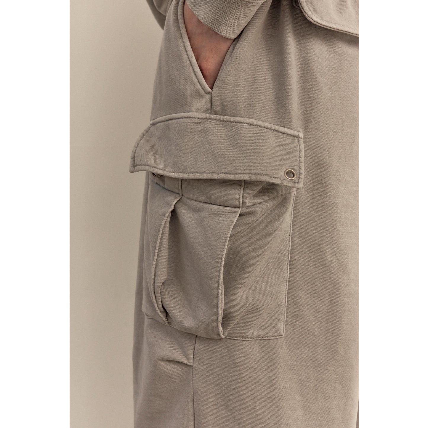 WASHED SWEAT CARGO PANTS / GRAY