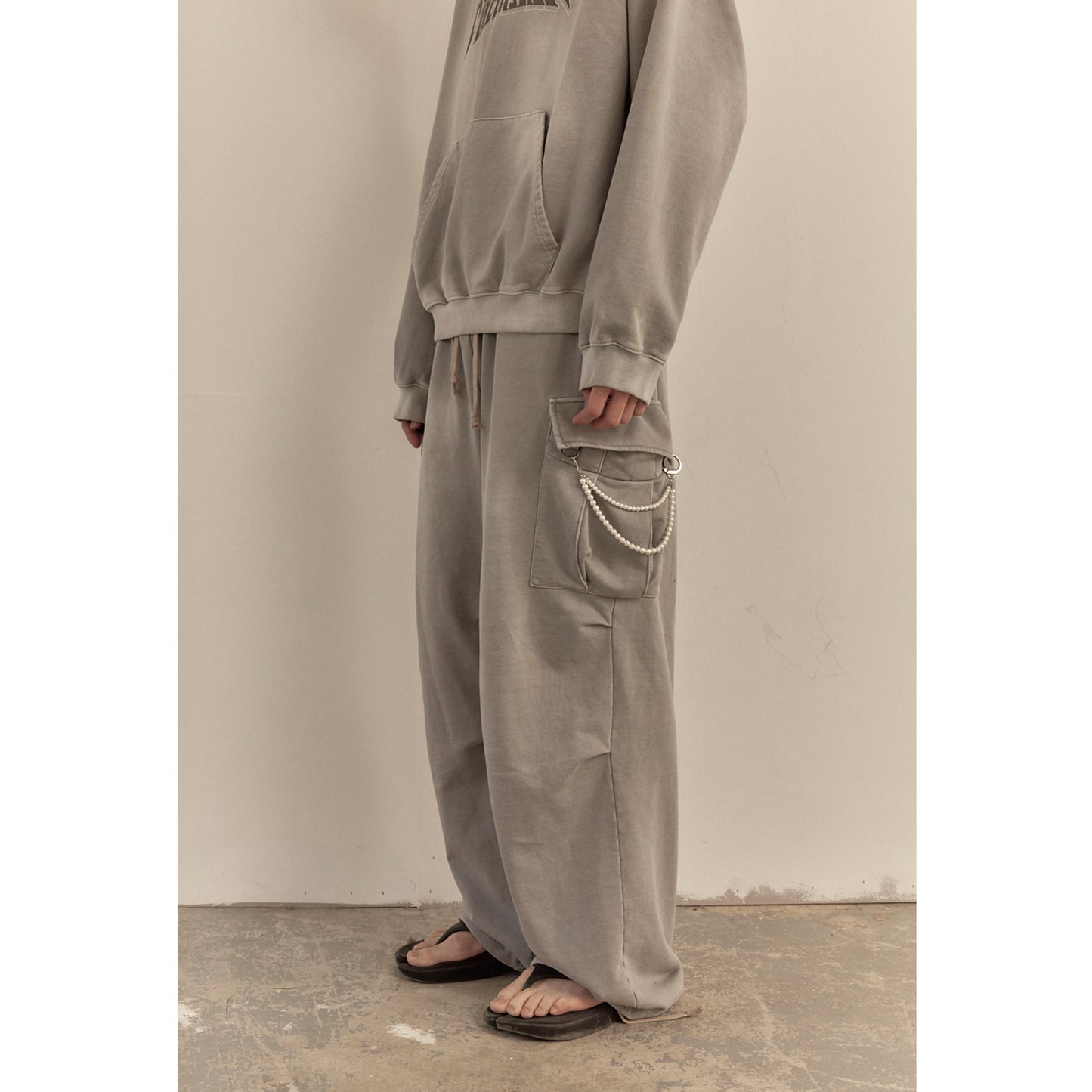 WASHED SWEAT CARGO PANTS / GRAY