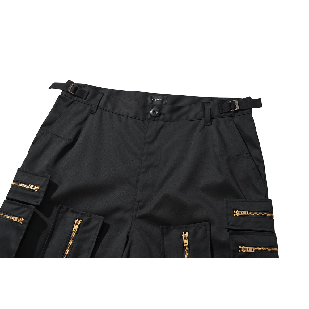 MULTI ZIP POCKET PANTS / BLACK