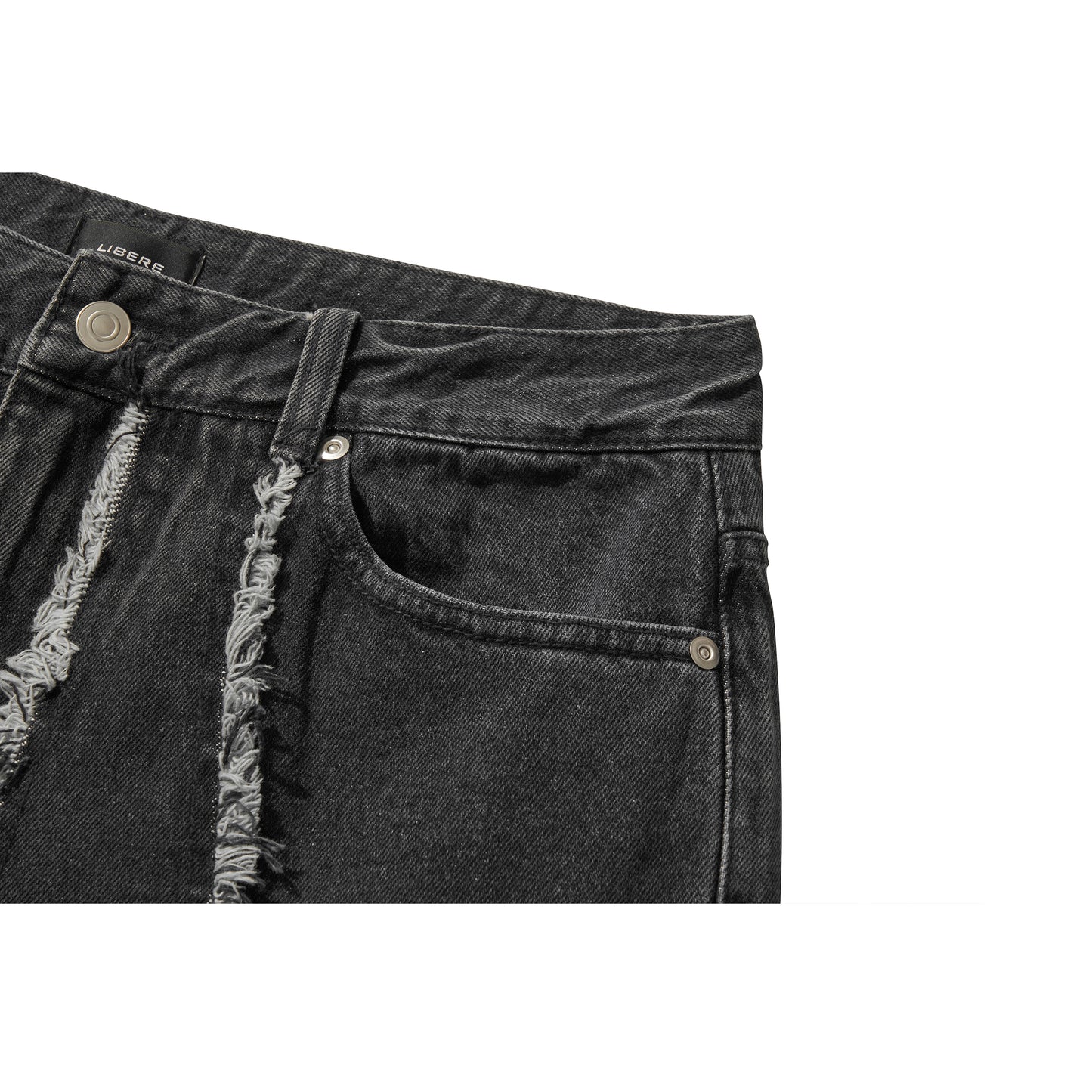 DESTROYED CROSS DENIM PANTS / BLACK