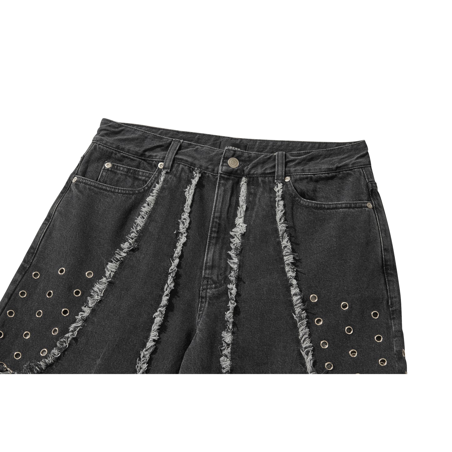 DESTROYED CROSS DENIM PANTS / BLACK