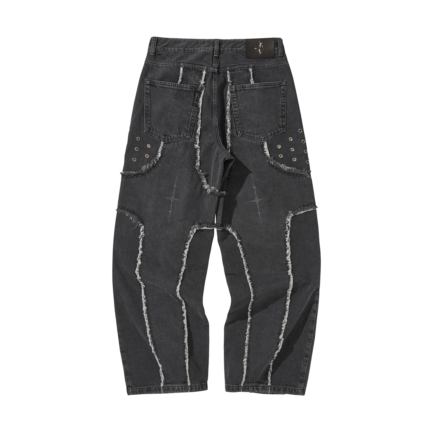 DESTROYED CROSS DENIM PANTS / BLACK