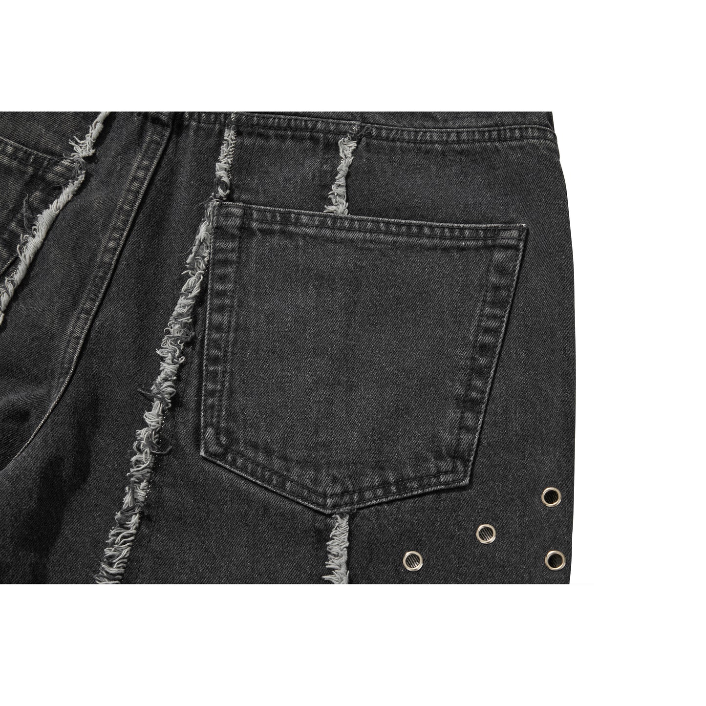 DESTROYED CROSS DENIM PANTS / BLACK