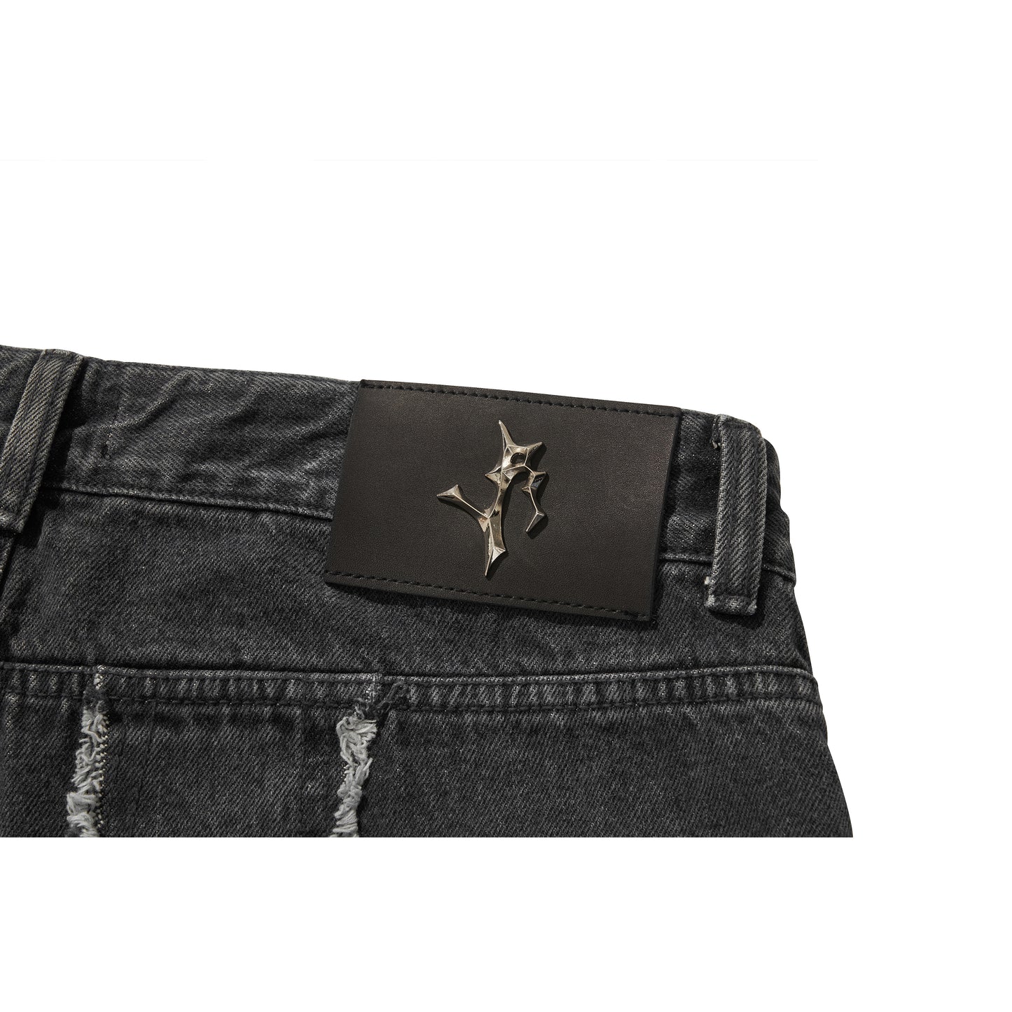 DESTROYED CROSS DENIM PANTS / BLACK
