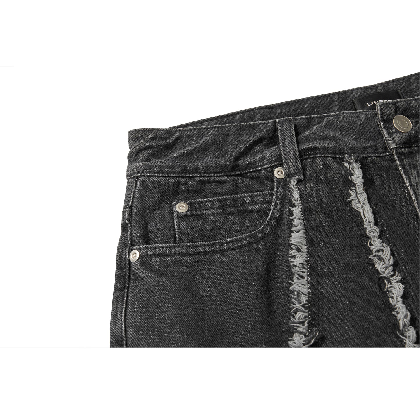 DESTROYED CROSS DENIM PANTS / BLACK