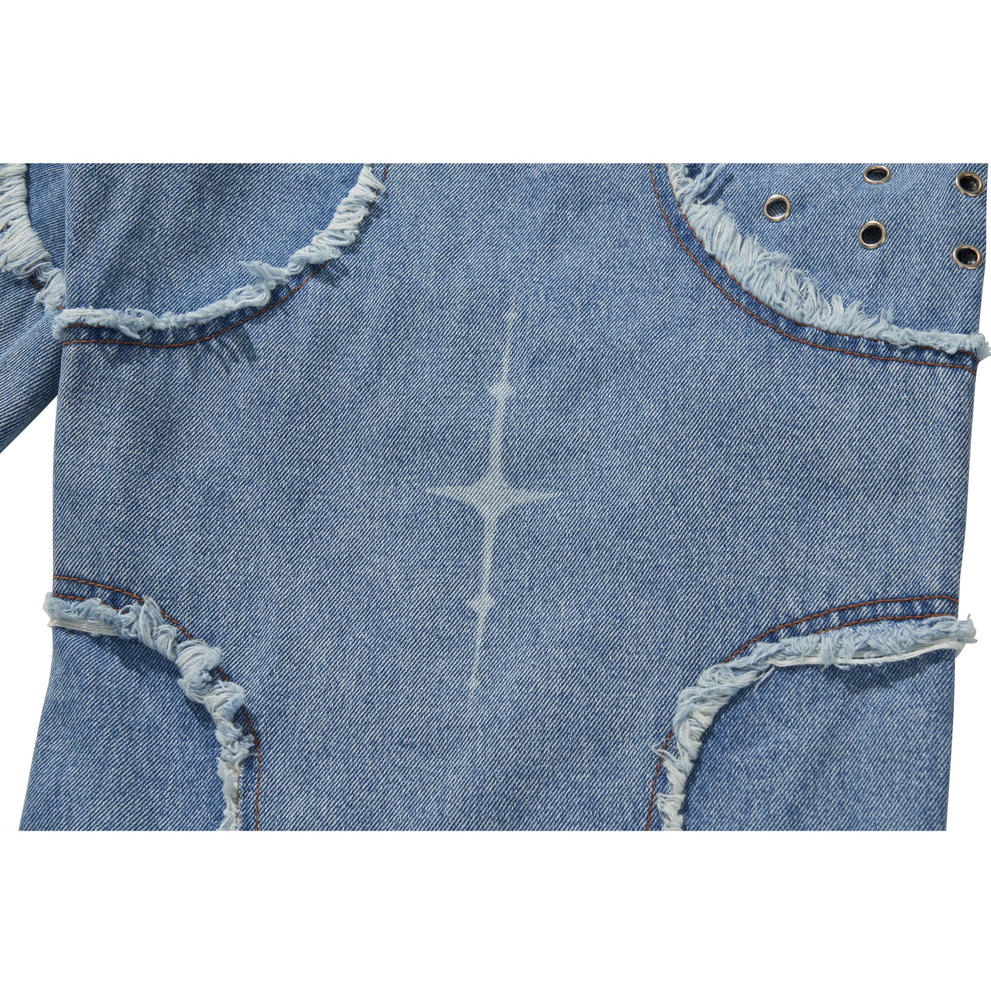 DESTROYED CROSS DENIM PANTS / BLUE
