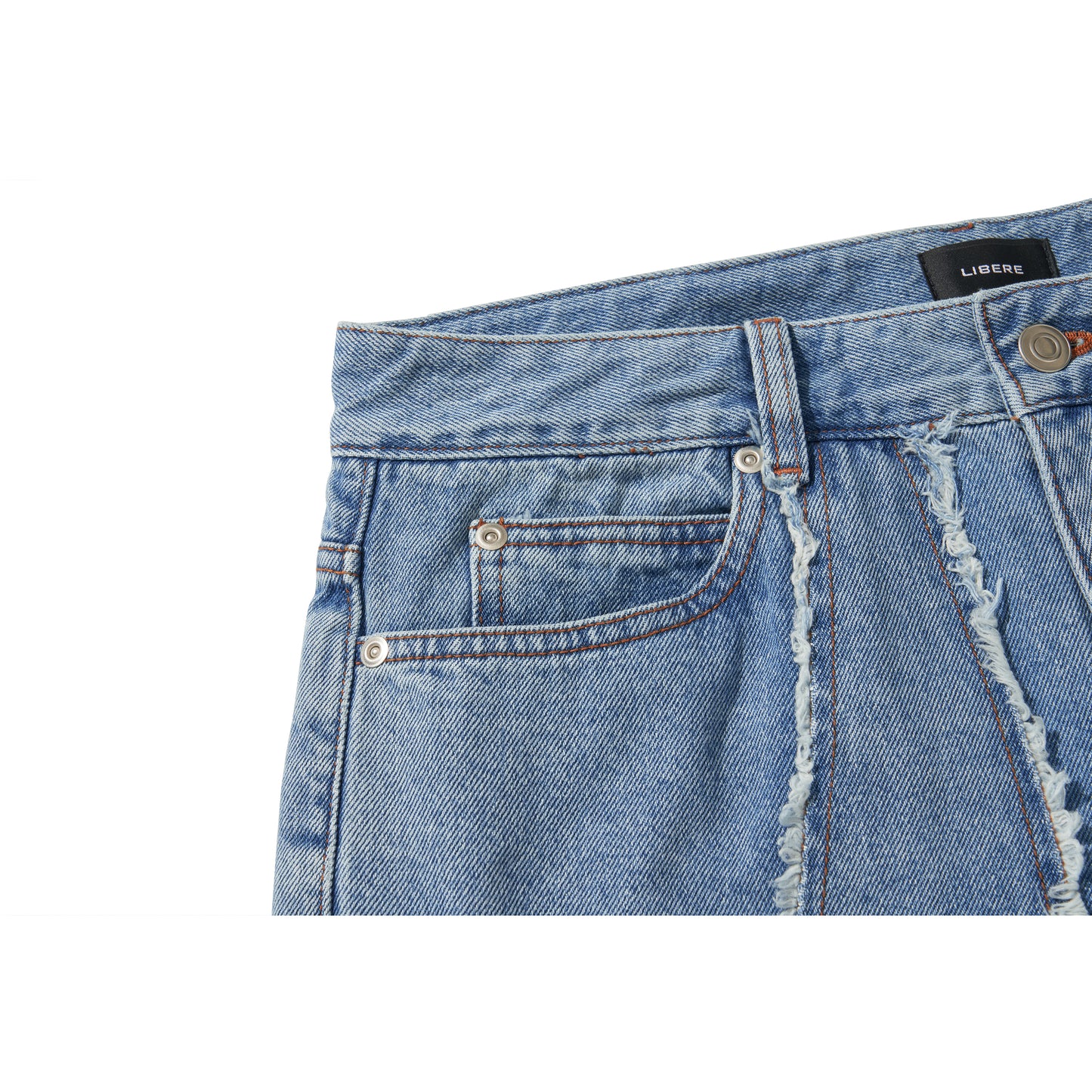 DESTROYED CROSS DENIM PANTS / BLUE