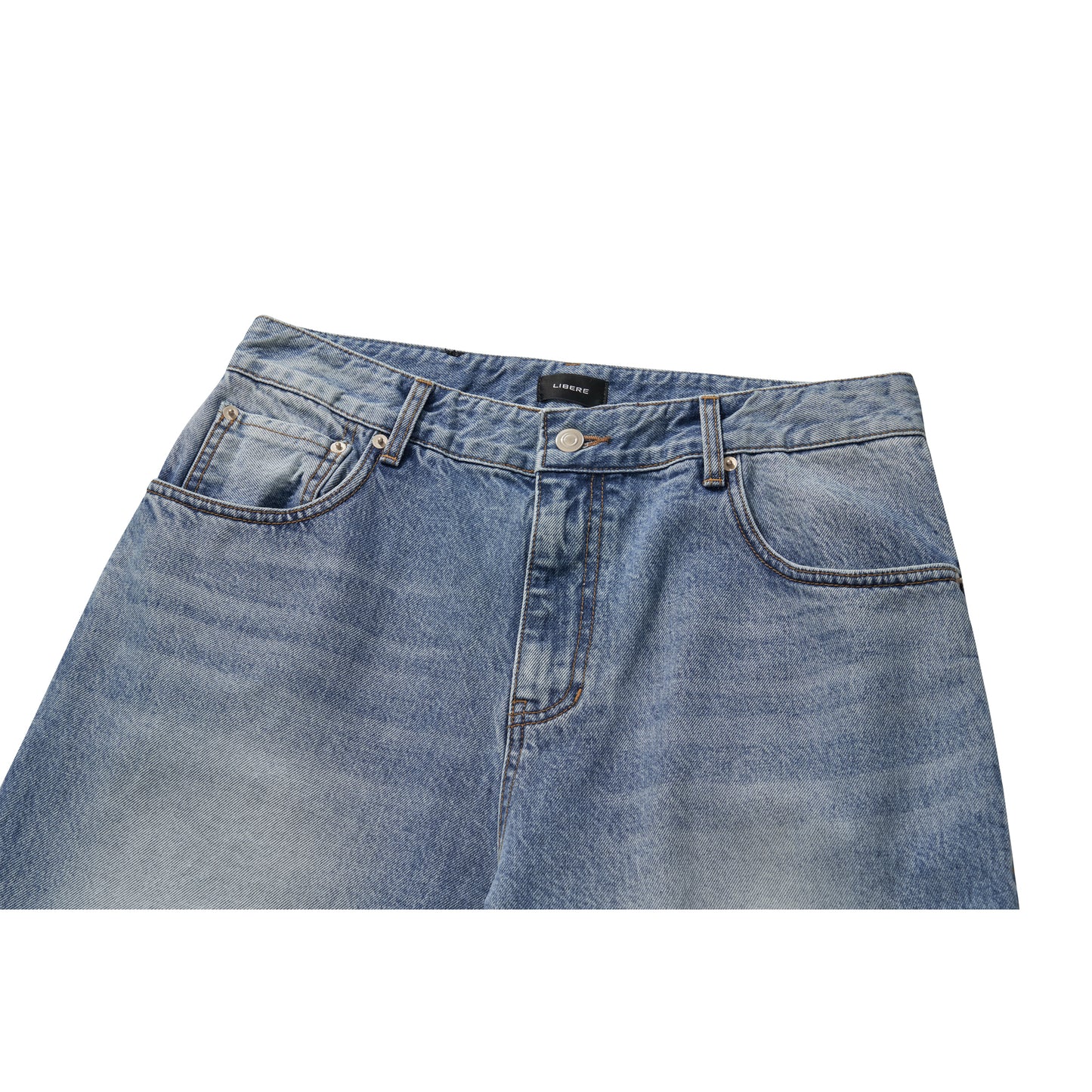 BLEACHED WIDE BAGGY PANTS / BLUE