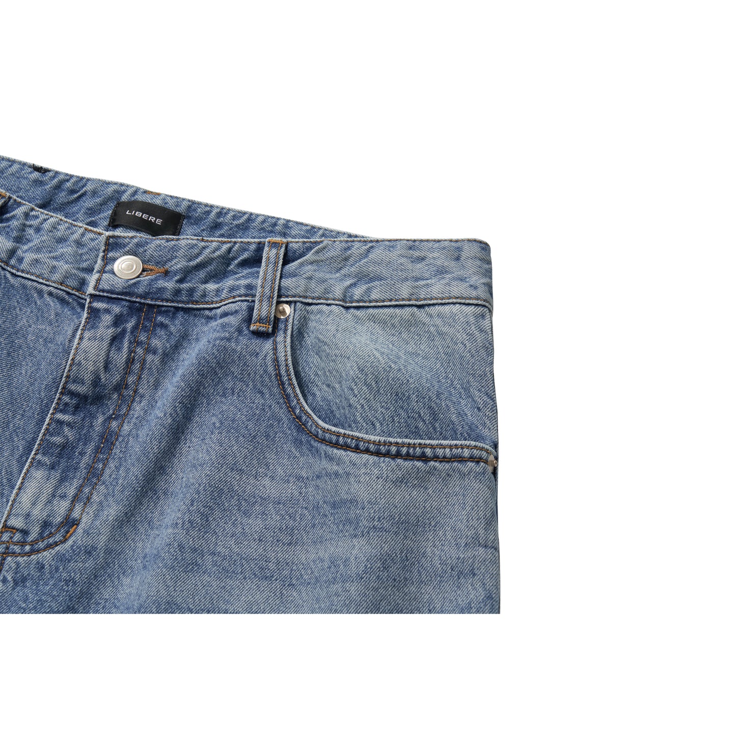 BLEACHED WIDE BAGGY PANTS / BLUE