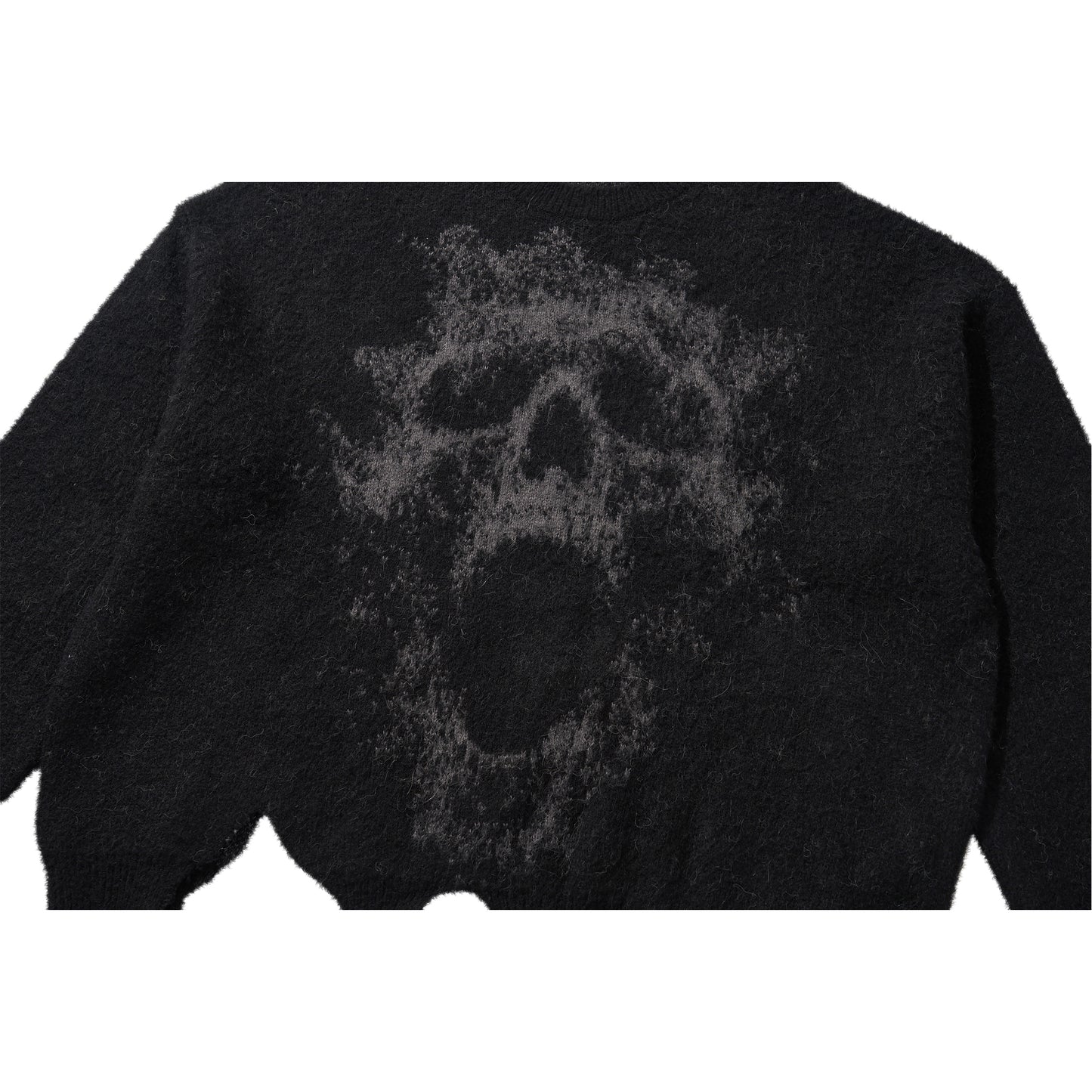 DESTROYED SKULL MOHAIR SWEATER / BLACK