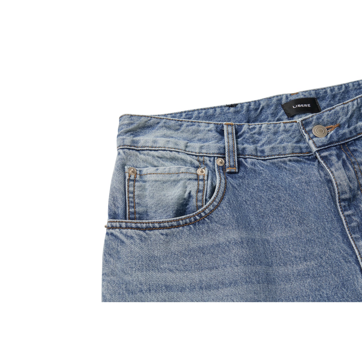 BLEACHED WIDE BAGGY PANTS / BLUE
