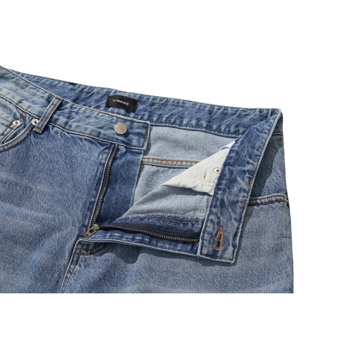 BLEACHED WIDE BAGGY PANTS / BLUE