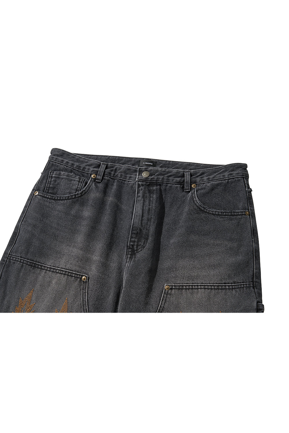 WESTERN DOUBLE KNEE DENIM PANTS / BLACK