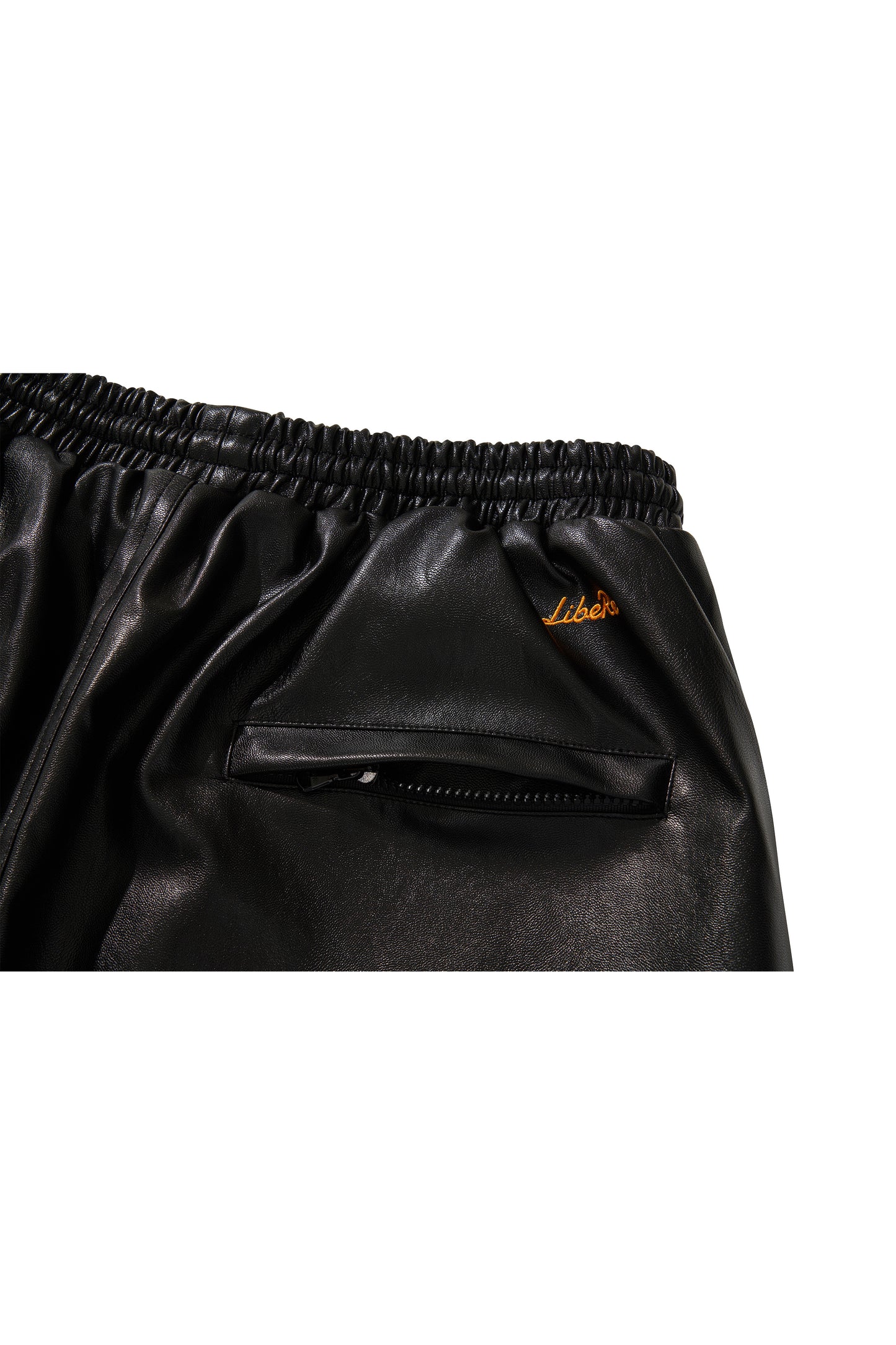 WESTERN FLAME LEATHER TRACK PANTS / BLACK