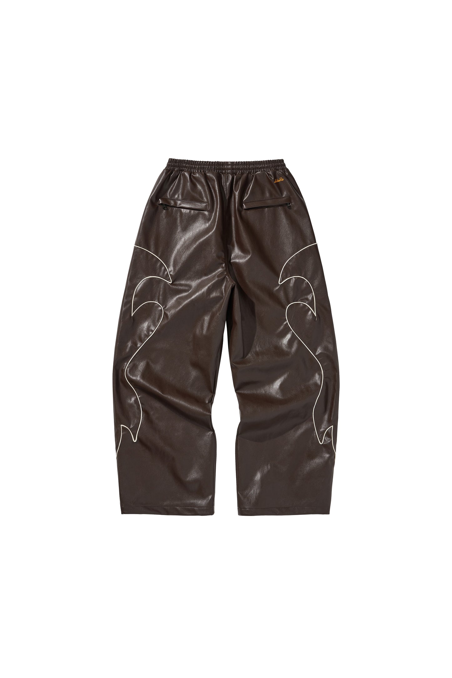 WESTERN FLAME LEATHER TRACK PANTS / BROWN