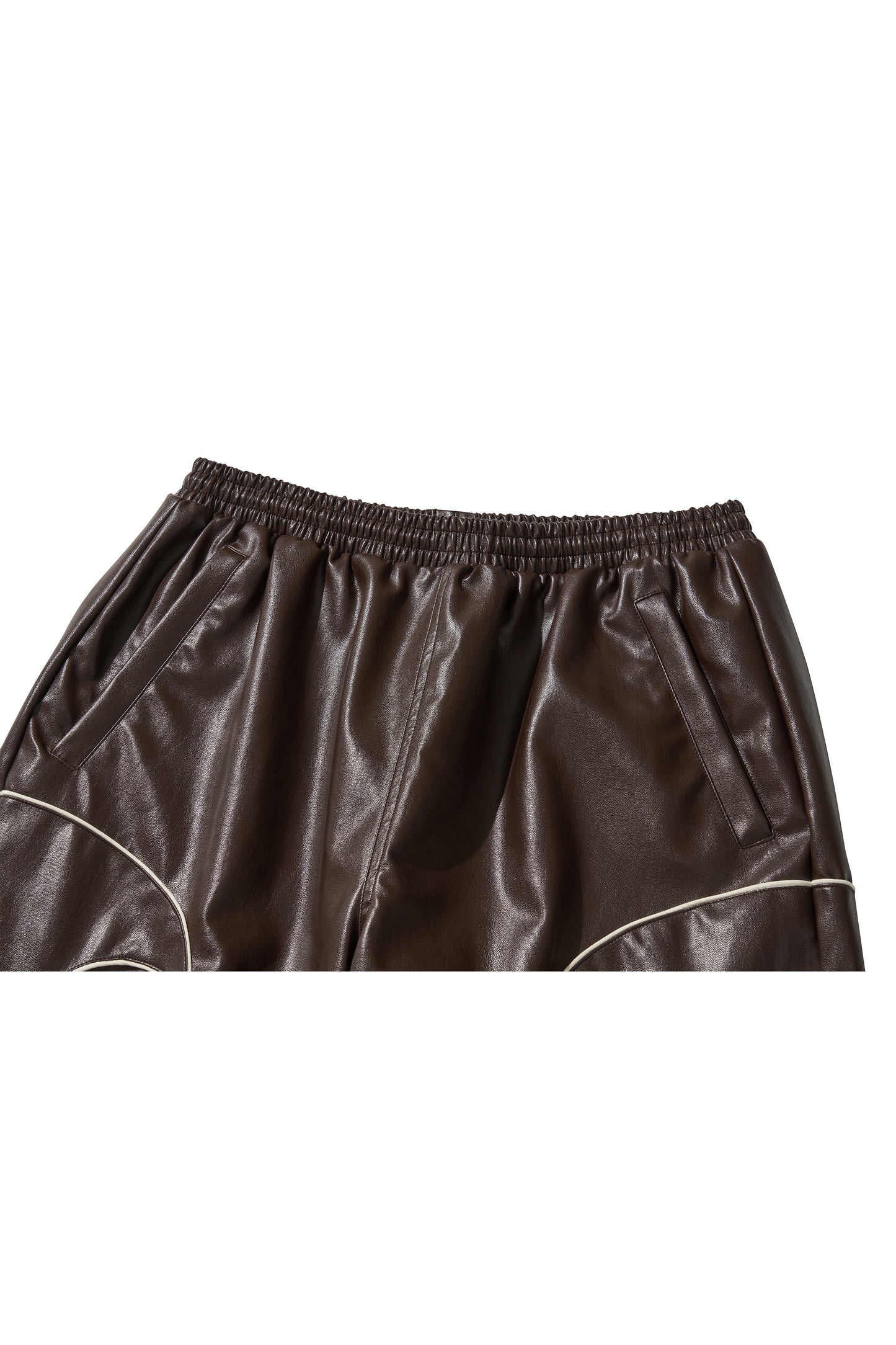 WESTERN FLAME LEATHER TRACK PANTS / BROWN