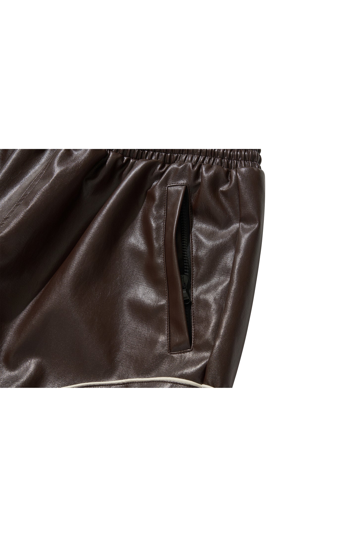 WESTERN FLAME LEATHER TRACK PANTS / BROWN