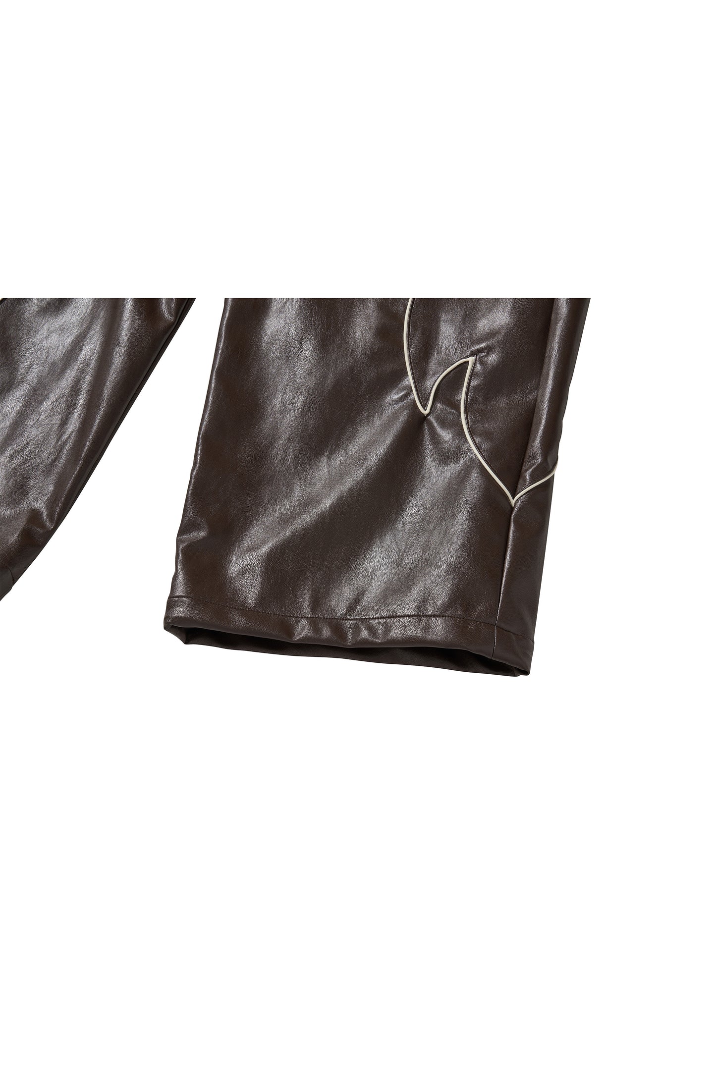 WESTERN FLAME LEATHER TRACK PANTS / BROWN