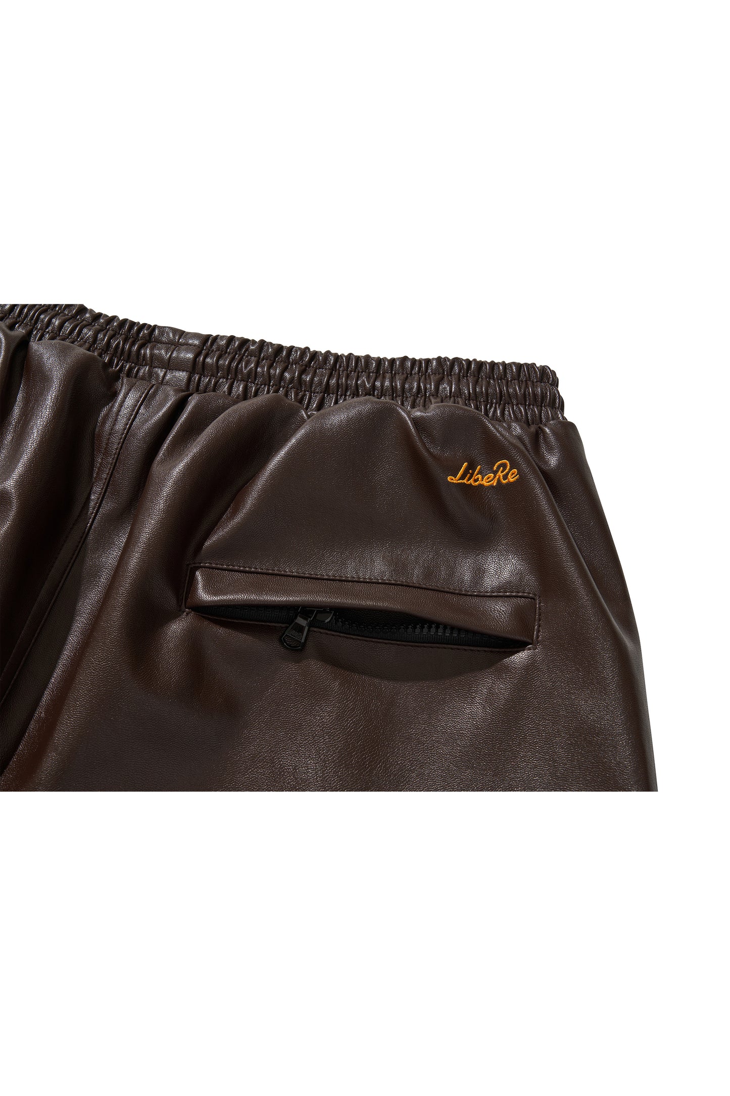 WESTERN FLAME LEATHER TRACK PANTS / BROWN