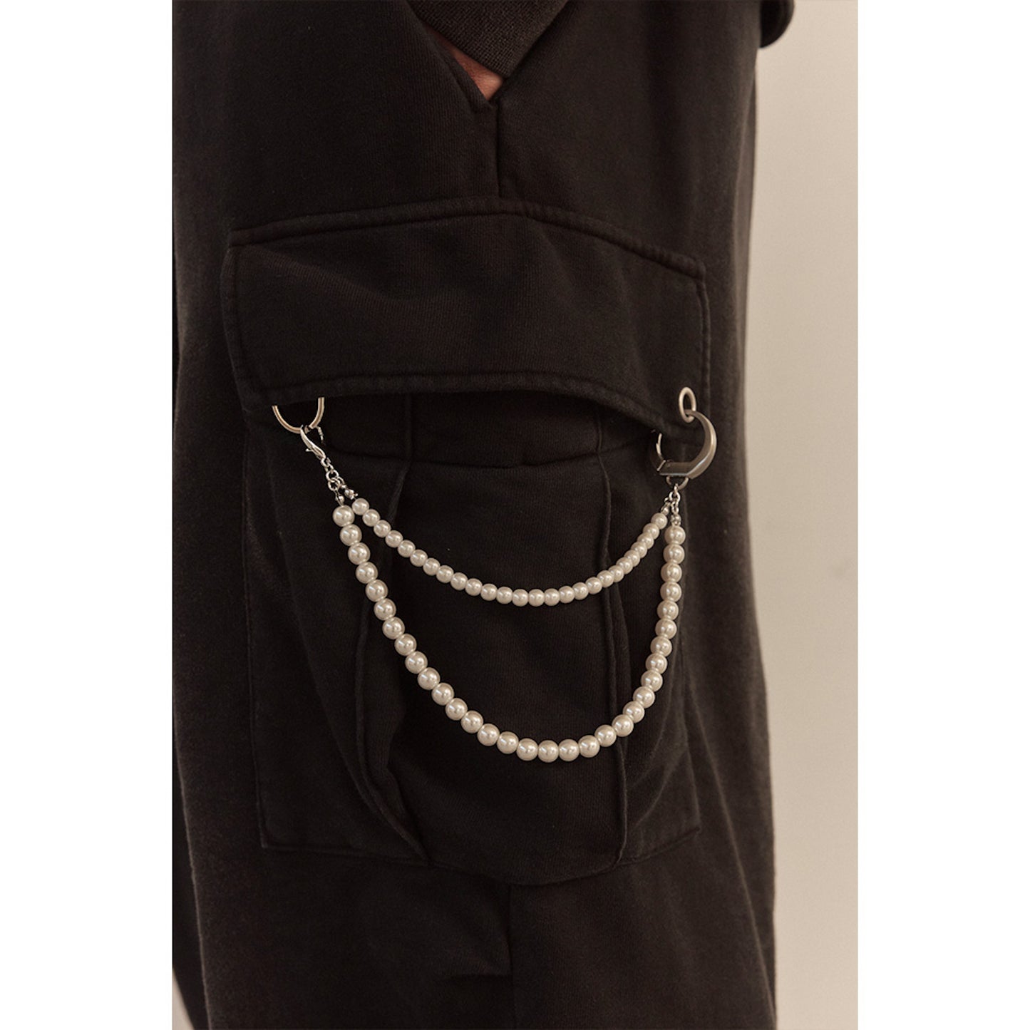 WASHED SWEAT CARGO PANTS / BLACK