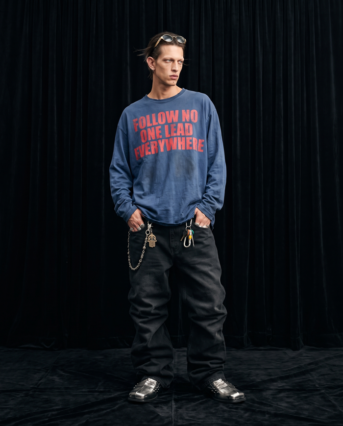 NO FOLLOW LONG SLEEVE T-SHIRT / BLUE