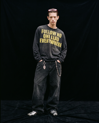 NO FOLLOW LONG SLEEVE T-SHIRT / BLACK