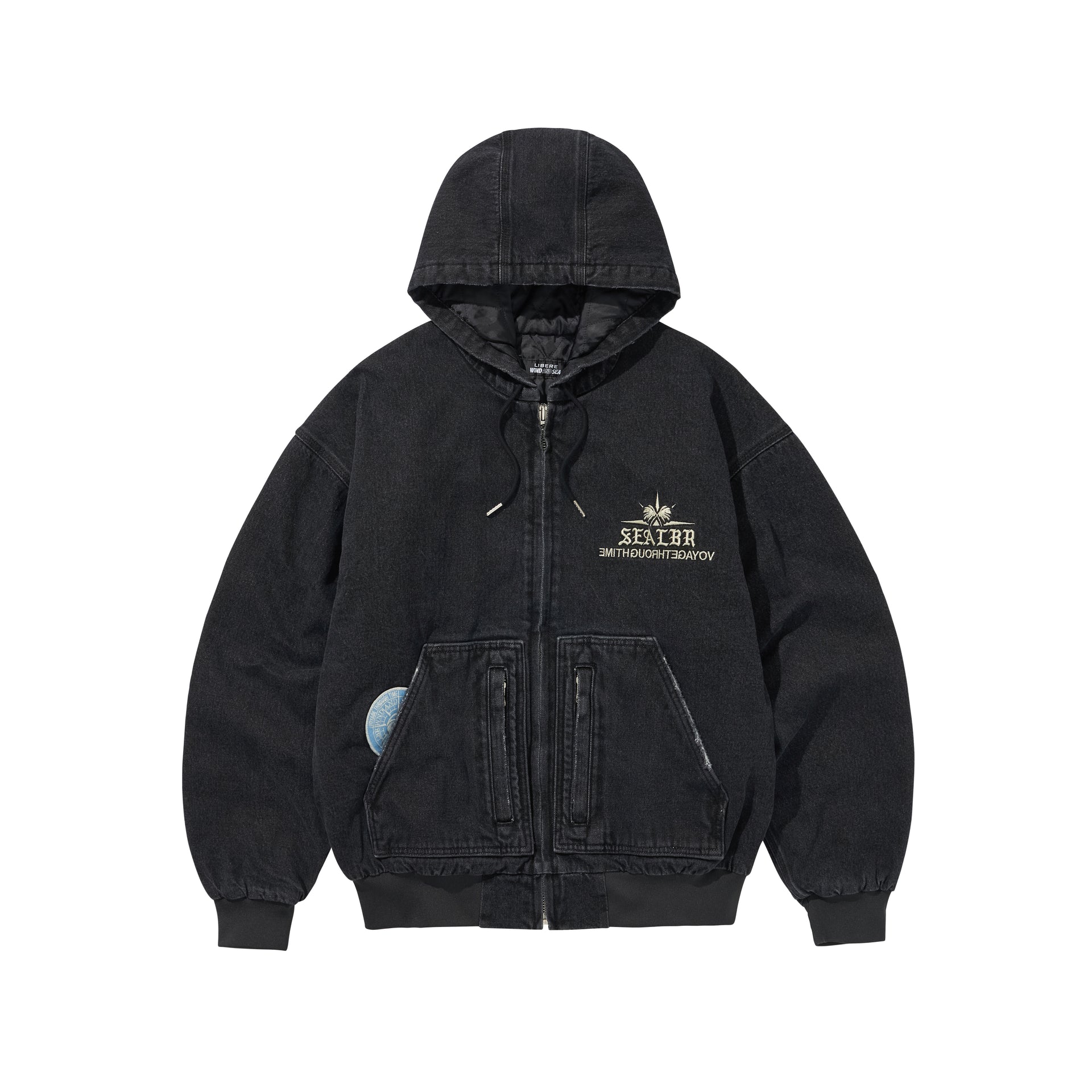 LÝFT × WIN DAND SEA ZIP-UP JACKET BLACK（Lidi Shirred Insulated 
