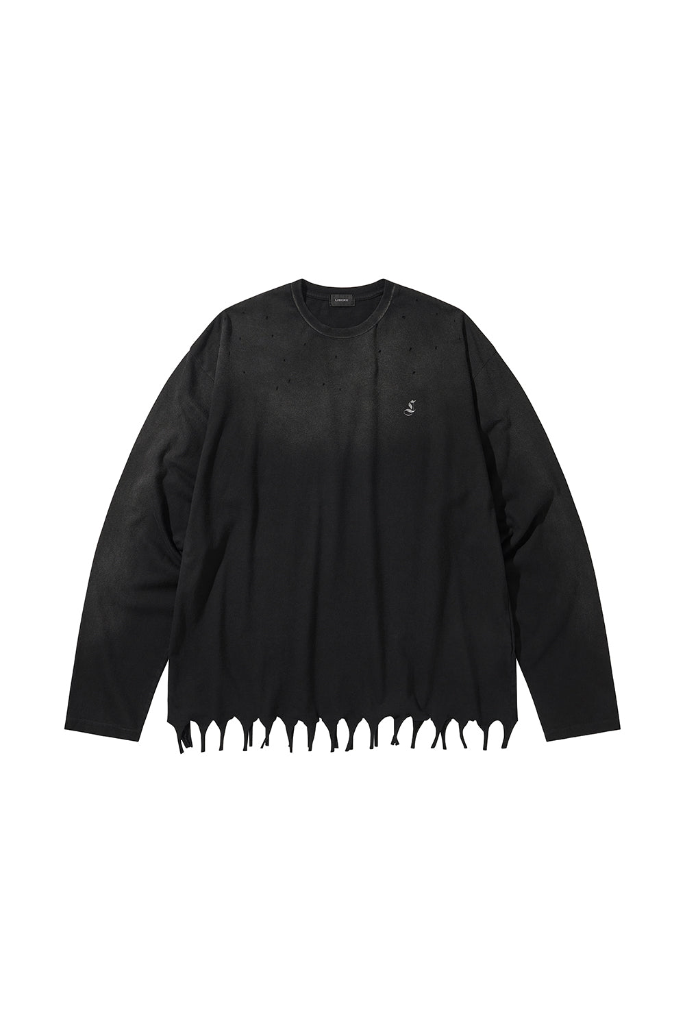 FRINGE LONG SLEEVE T-SHIRTS / BLACK