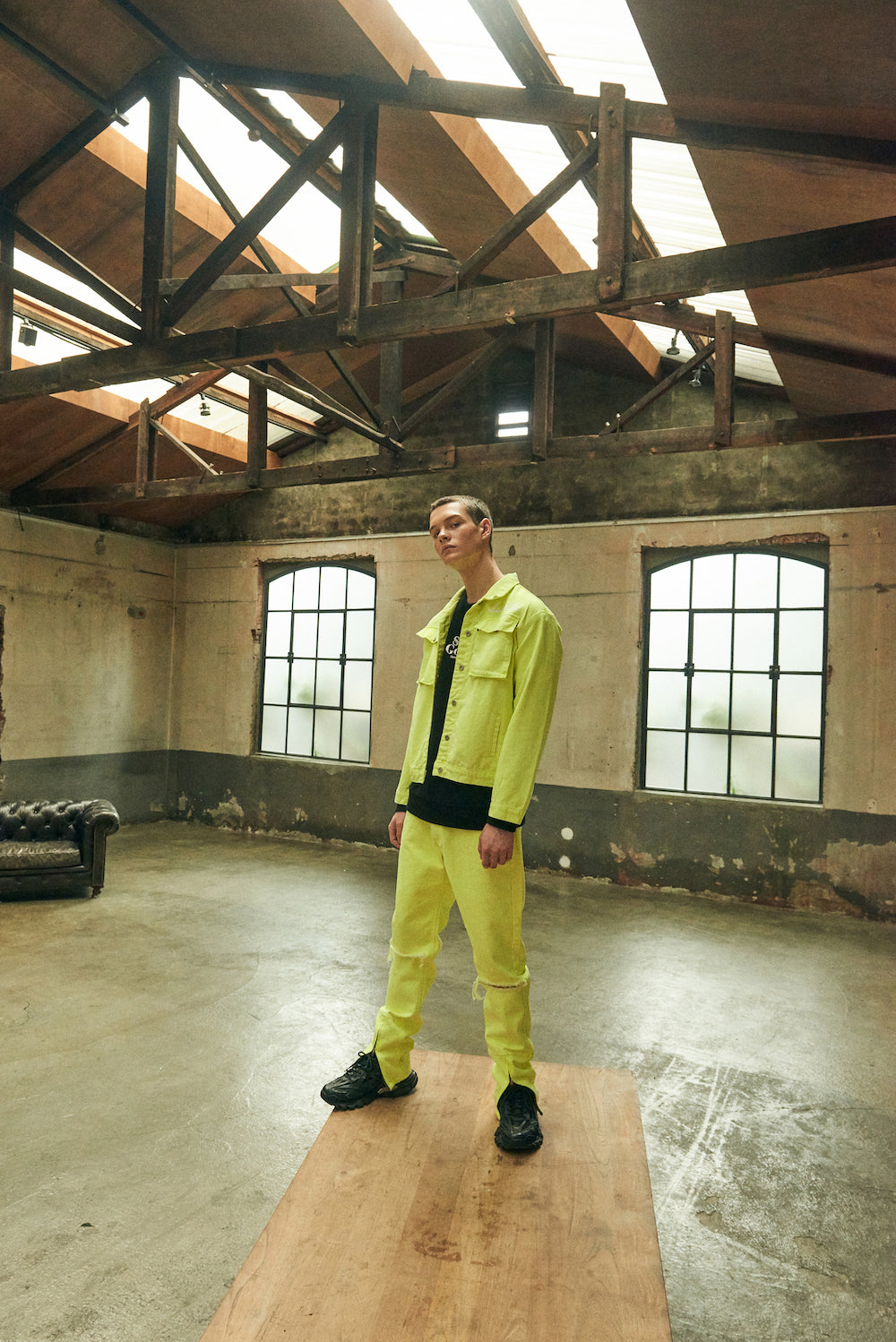 COLOR DENIM JACKET/LEMON