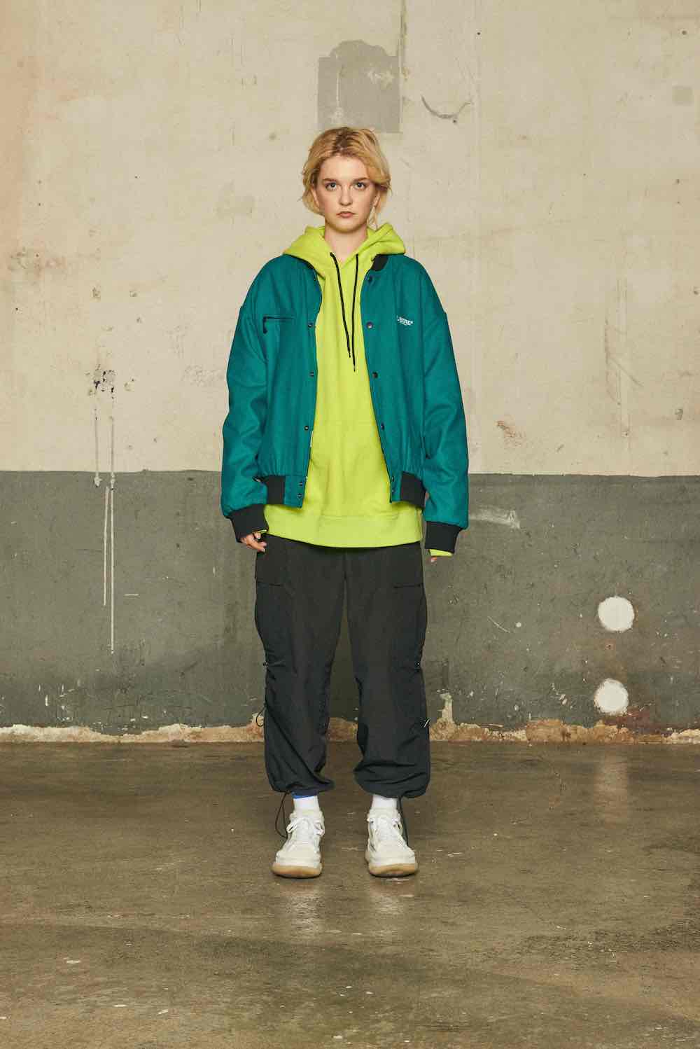 LOGO REVERSIBLE JACKET/BLUE GREEN×BLACK