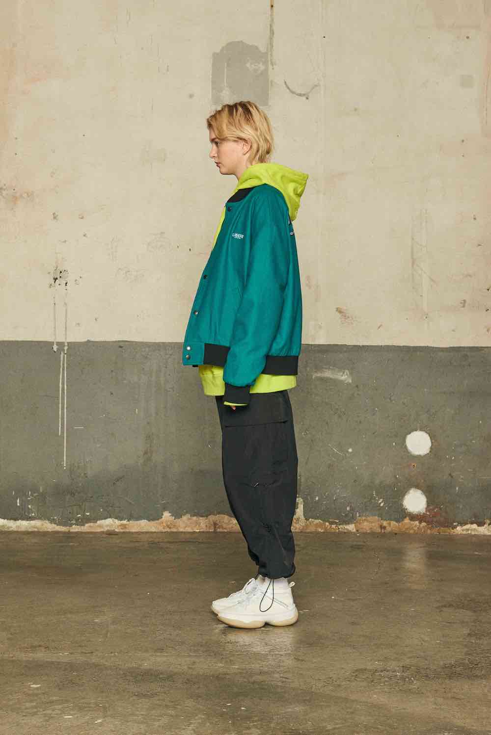 LOGO REVERSIBLE JACKET/BLUE GREEN×BLACK