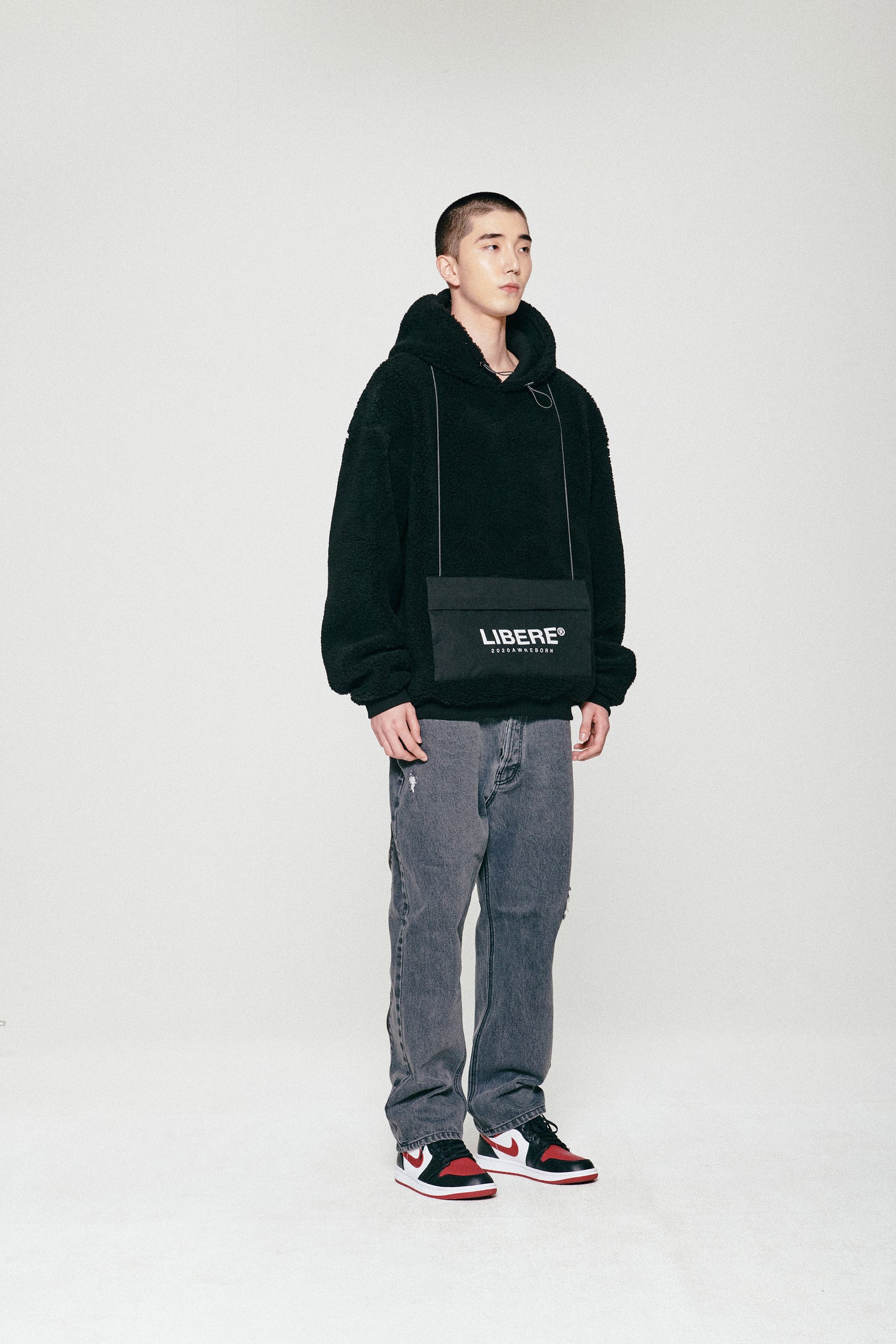 POCKET SHERPA HOOD JACKET / BLACK