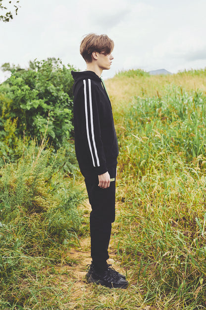 TAPE GYM SWEAT HOODIE / BLACK