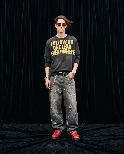 NO FOLLOW LONG SLEEVE T-SHIRT / BLACK