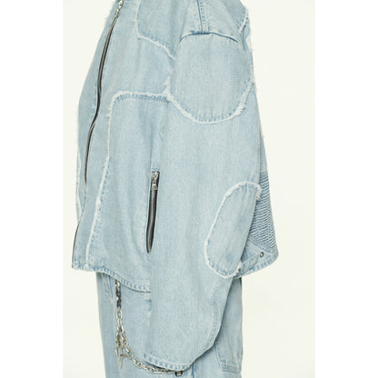 DENIM BIKER JACKET / BLUE