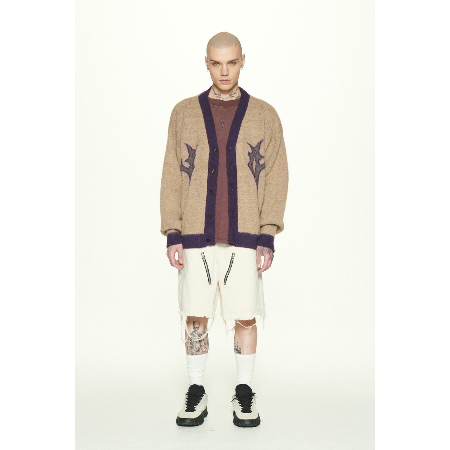 LOGO MOHAIR CARDIGAN / BEIGE