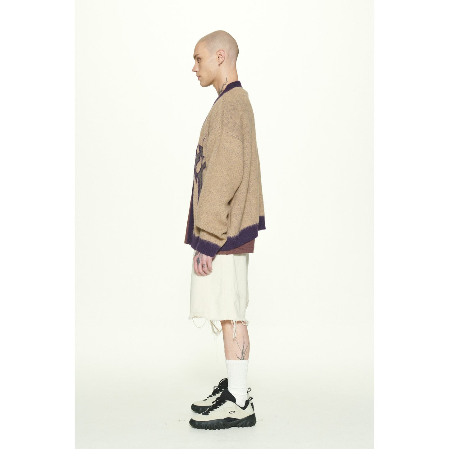 LOGO MOHAIR CARDIGAN / BEIGE
