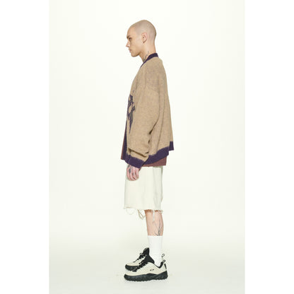 LOGO MOHAIR CARDIGAN / BEIGE