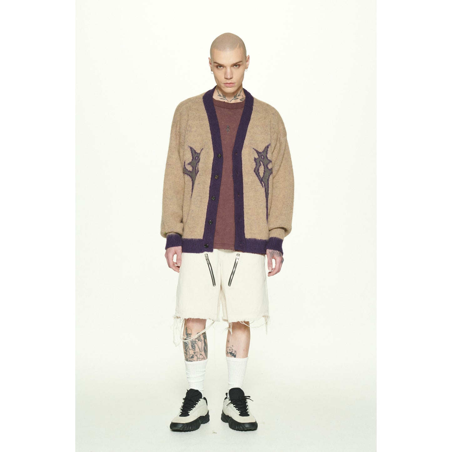 LOGO MOHAIR CARDIGAN / BEIGE