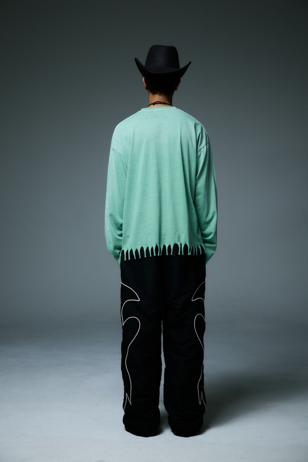FRINGE LONG SLEEVE T-SHIRTS / GREEN