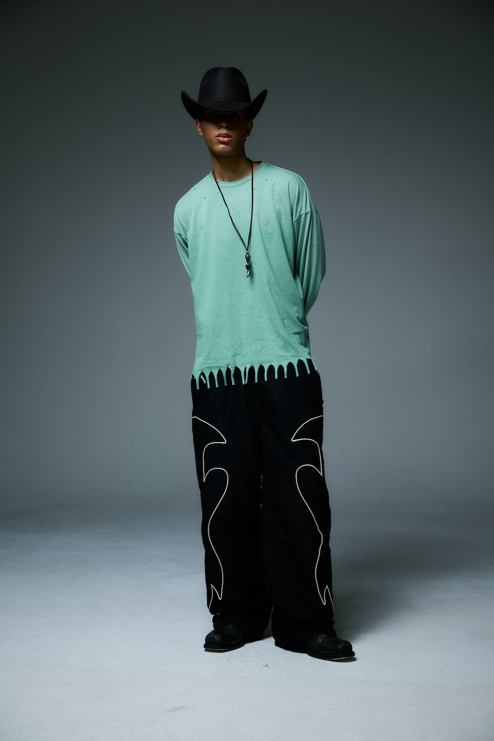 WESTERN FLAME TRACK PANTS / BLACK