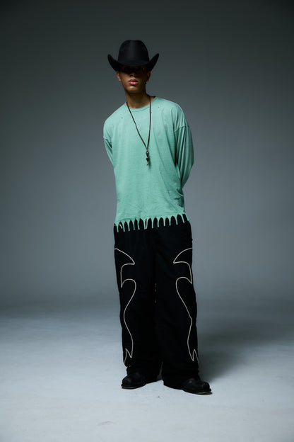 WESTERN FLAME TRACK PANTS / BLACK