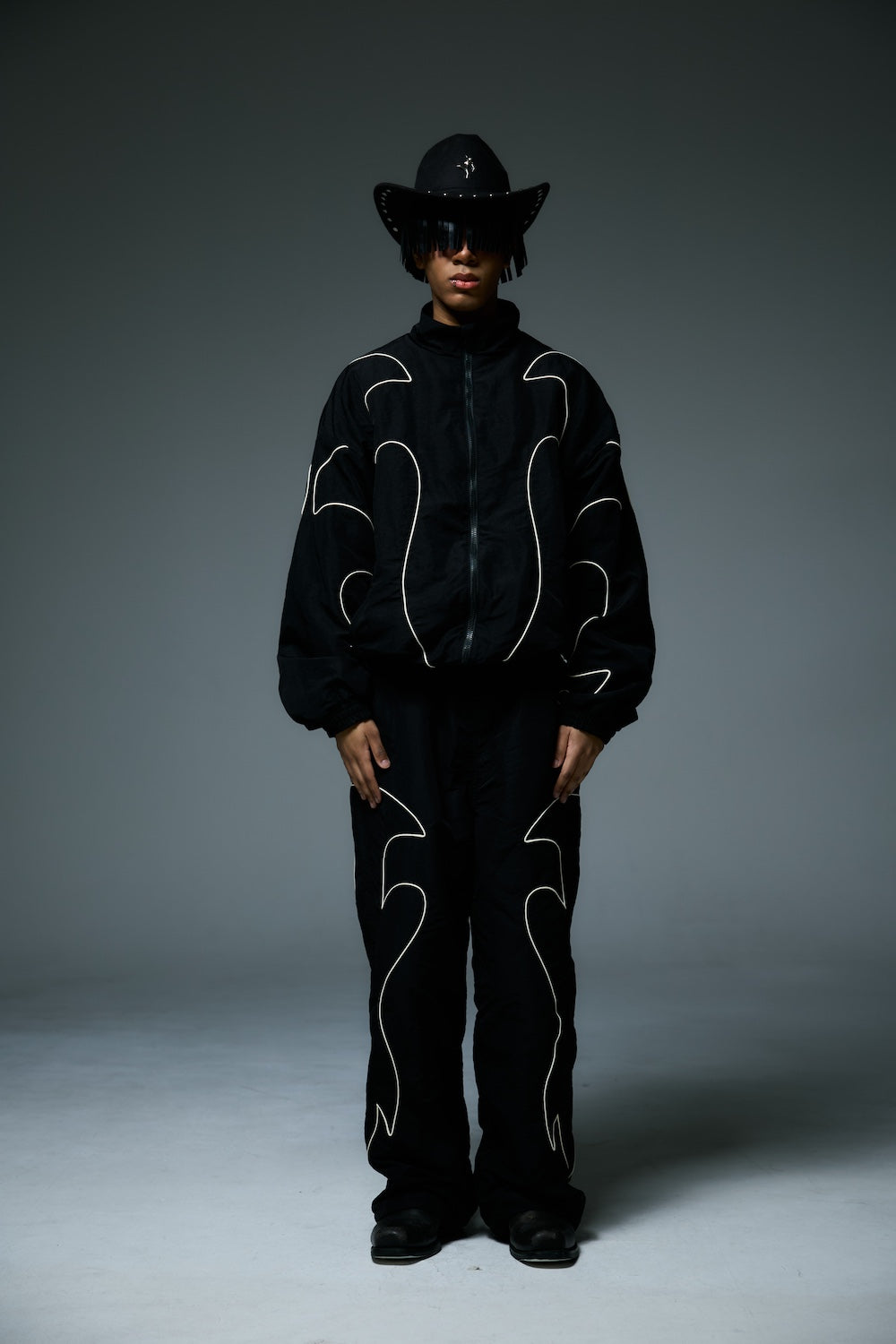 WESTERN FLAME TRACK JACKET / BLACK