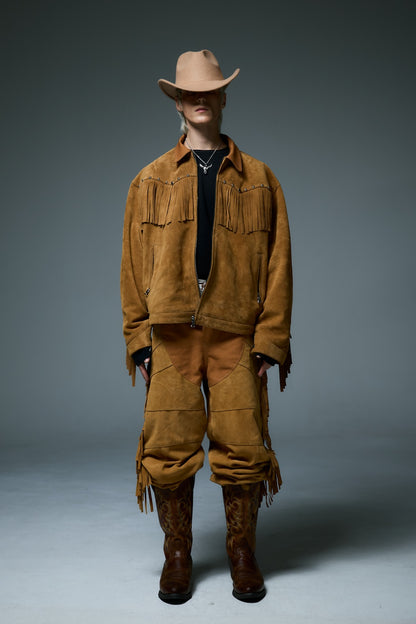 WESTERN LEATHER WORK JACKET / BROWN
