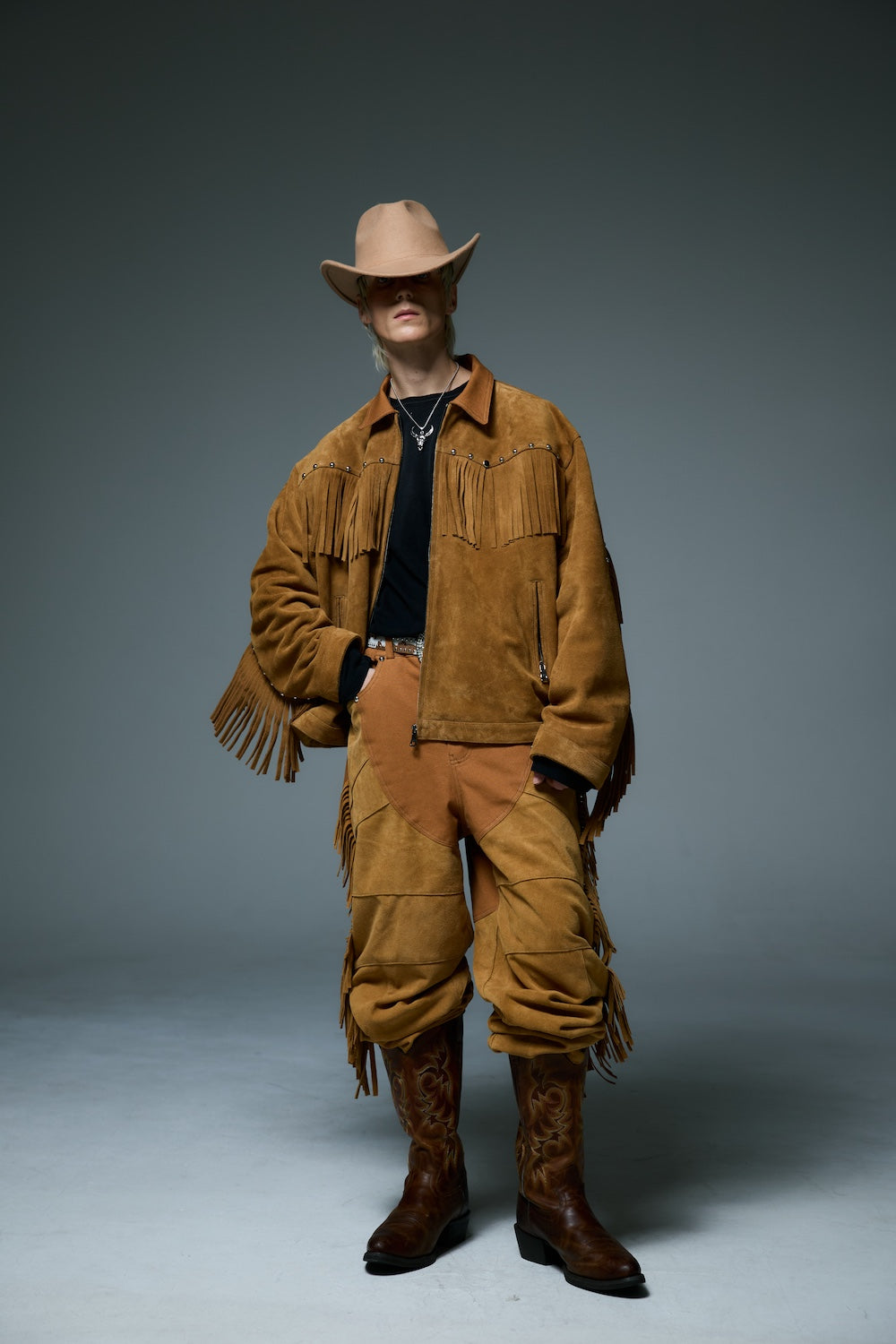 WESTERN LEATHER WORK JACKET / BROWN