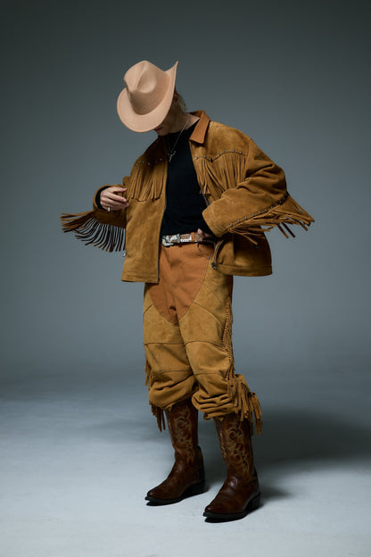 WESTERN LEATHER WORK JACKET / BROWN