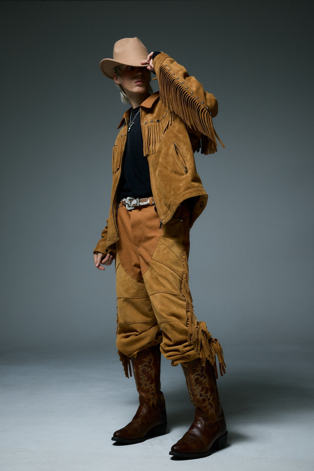 WESTERN LEATHER WORK JACKET / BROWN