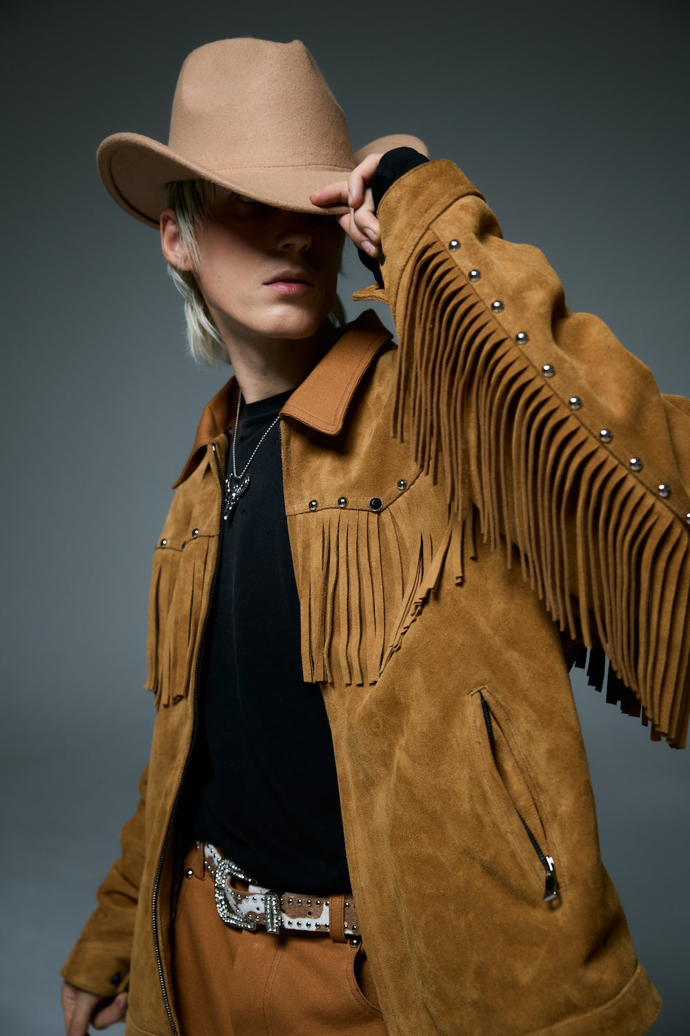 WESTERN LEATHER WORK JACKET / BROWN