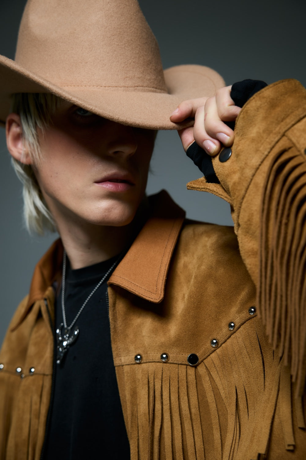 WESTERN LEATHER WORK JACKET / BROWN